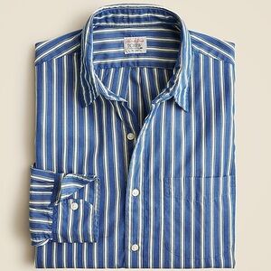 J Crew Secret Wash Cotton Poplin Shirt w/ Point Collar Size Small in Blue Stripe